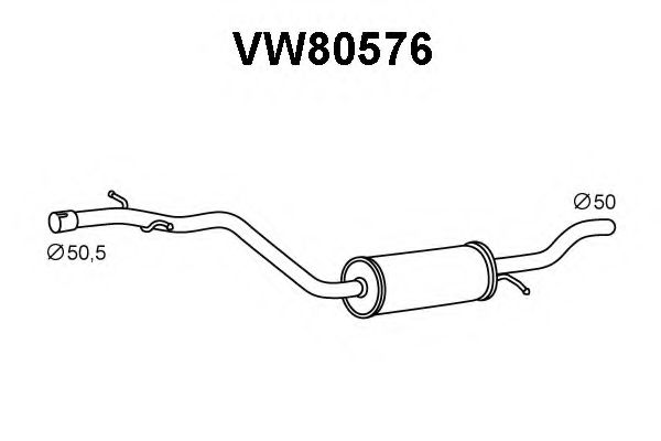VW80576 VENEPORTE Exhaust System Middle Silencer