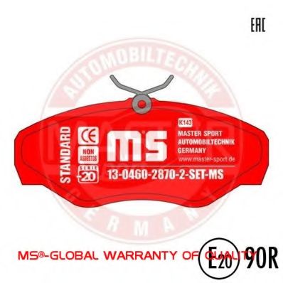 13-0460-2870-2-SET-MS MASTER-SPORT Комплект тормозных колодок, дисковый тормоз