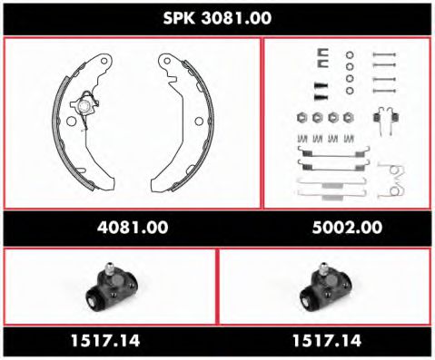 SPK 3081.00 WOKING Тормозная система Комплект тормозных колодок