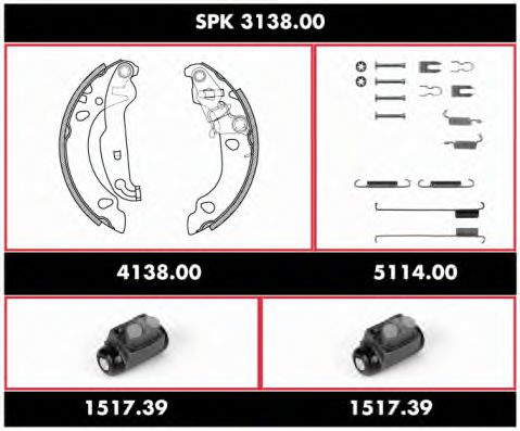 SPK 3138.00 WOKING Brake System Brake Set, drum brakes