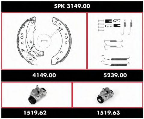 SPK 3149.00 WOKING Тормозная система Комплект тормозов, барабанный тормозной механизм