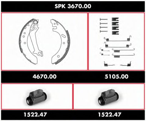 SPK 3670.00 WOKING Brake System Brake Shoe Set
