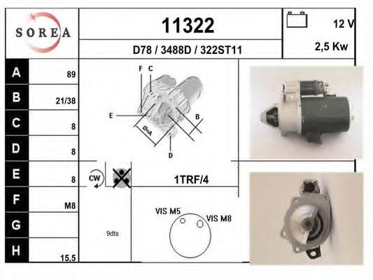 11322 EAI Deflection/Guide Pulley, timing belt