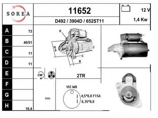 11652 EAI Reparatursatz, Kolben/Zylinderlaufbuchse