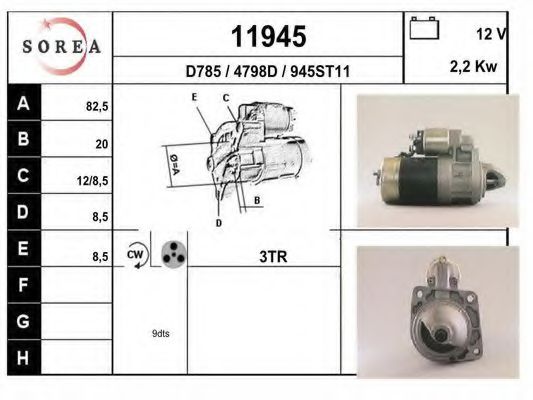 11945 EAI Mixture Formation Sensor, exhaust gas temperature