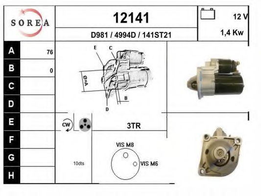 12141 EAI Комплект тормозных колодок, дисковый тормоз