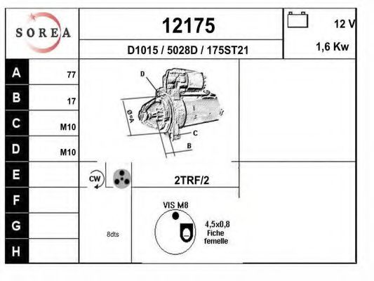 12175 EAI Комплект тормозных колодок, дисковый тормоз