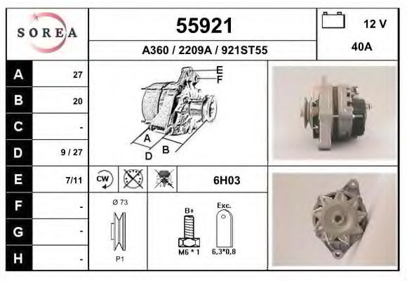 55921 EAI Cylinder Head Gasket, intake manifold