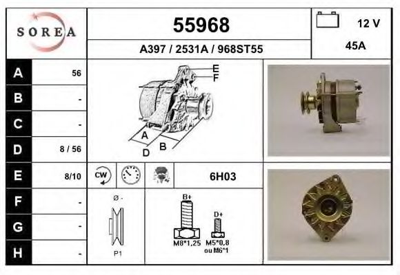 55968 EAI Belt Drive Deflection/Guide Pulley, timing belt