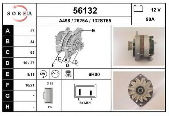 56132 EAI Belt Drive Deflection/Guide Pulley, timing belt