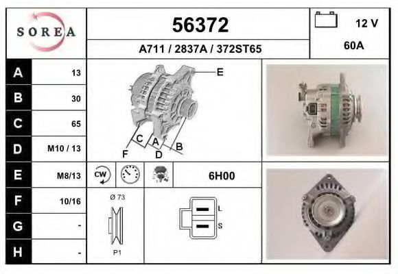 56372 EAI Deflection/Guide Pulley, v-ribbed belt