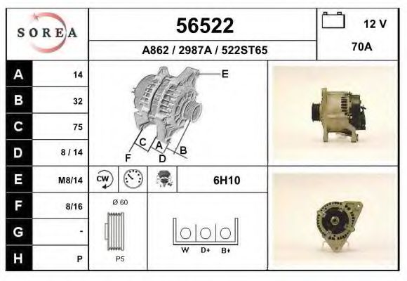 56522 EAI Belt Drive Deflection/Guide Pulley, timing belt