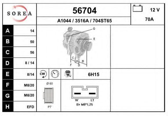 56704 EAI Brake System Warning Contact, brake pad wear