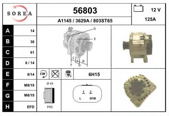 56803 EAI Brake System Warning Contact, brake pad wear