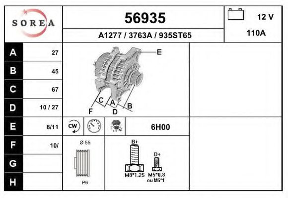 56935 EAI Belt Drive Deflection/Guide Pulley, timing belt