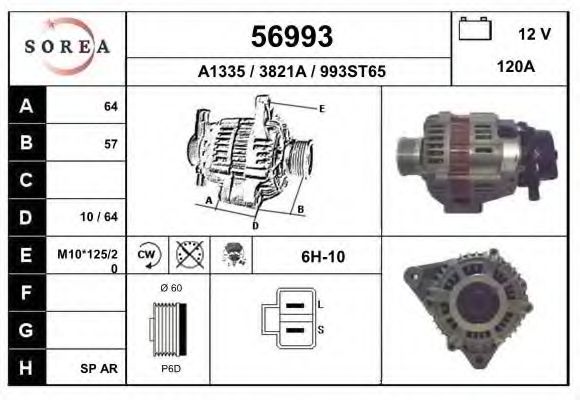 56993 EAI Cylinder Head Gasket, intake manifold