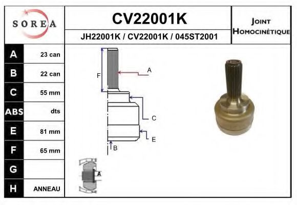 CV22001K EAI Joint, drive shaft