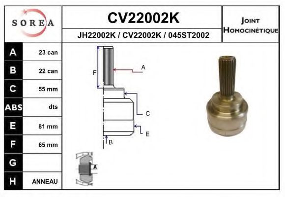 CV22002K EAI Joint, drive shaft