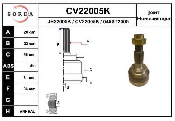CV22005K EAI Joint, drive shaft