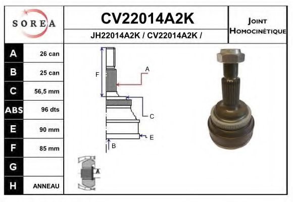 CV22014A2K EAI Joint, drive shaft