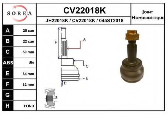 CV22018K EAI Joint Kit, drive shaft