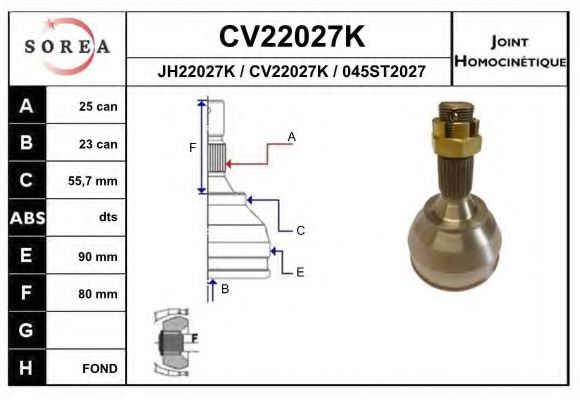 CV22027K EAI Joint, drive shaft