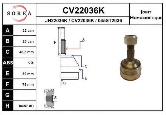 CV22036K EAI Joint, drive shaft