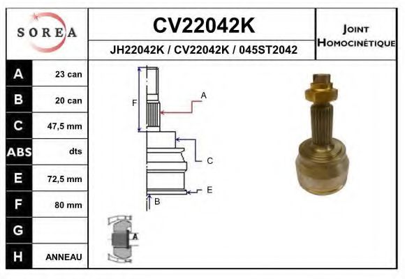 CV22042K EAI Joint, drive shaft