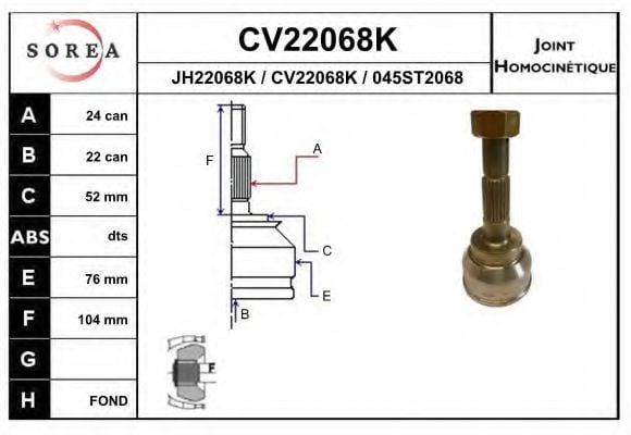 CV22068K EAI Joint, drive shaft