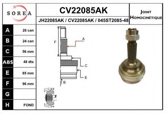 CV22085AK EAI Joint, drive shaft