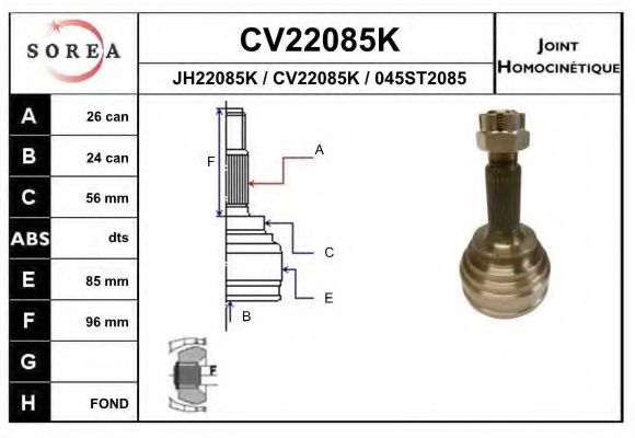 CV22085K EAI Joint, drive shaft