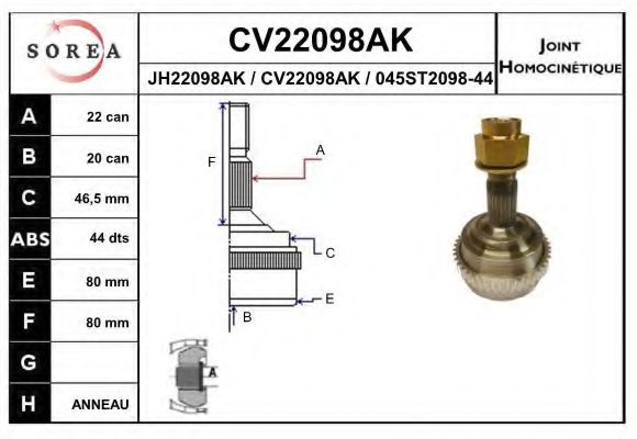 CV22098AK EAI Joint, drive shaft
