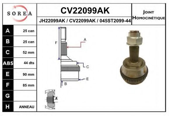 CV22099AK EAI Joint, drive shaft