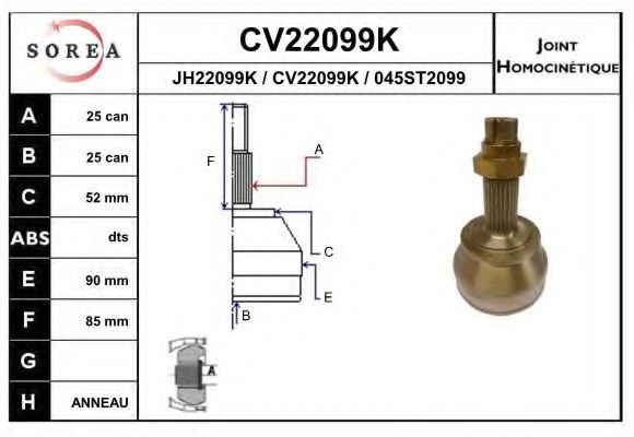 CV22099K EAI Joint, drive shaft