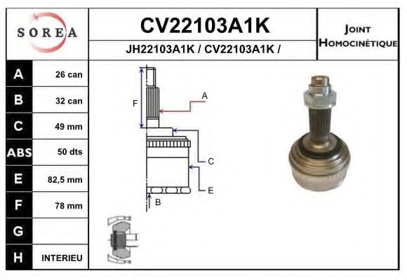 CV22103A1K EAI Joint Kit, drive shaft