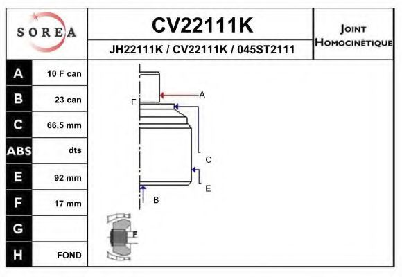 CV22111K EAI Joint, drive shaft