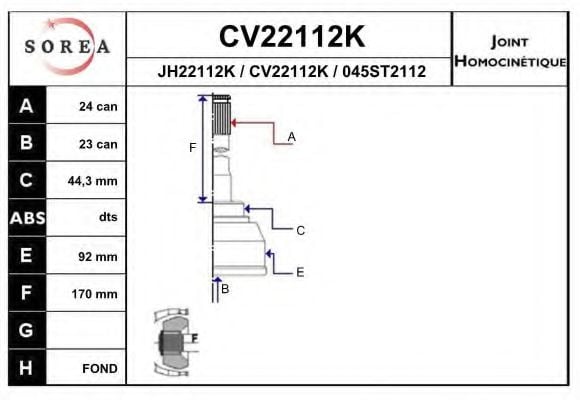 CV22112K EAI Joint Kit, drive shaft