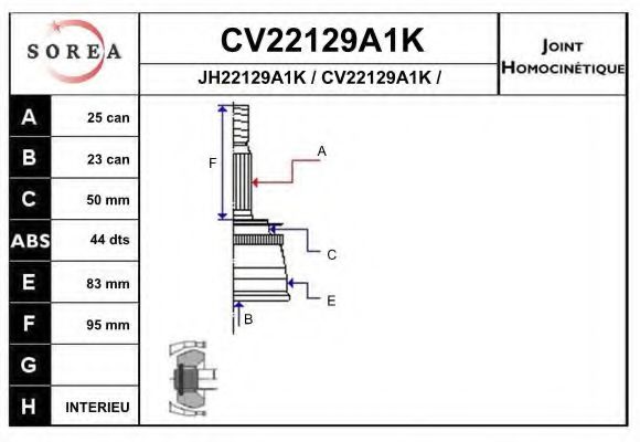 CV22129A1K EAI Joint, drive shaft