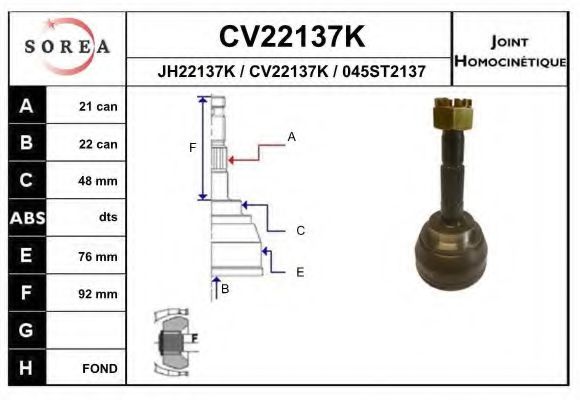 CV22137K EAI Joint Kit, drive shaft