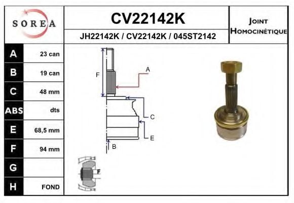 CV22142K EAI Joint, drive shaft