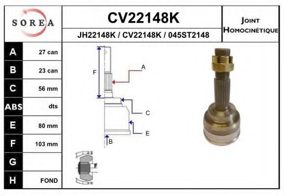 CV22148K EAI Joint, drive shaft