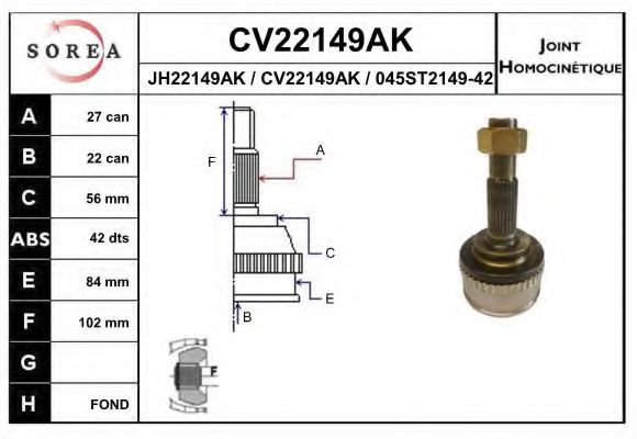 CV22149AK EAI Joint, drive shaft