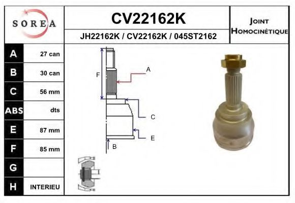 CV22162K EAI Joint, drive shaft