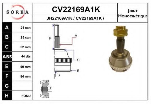 CV22169A1K EAI Joint, drive shaft