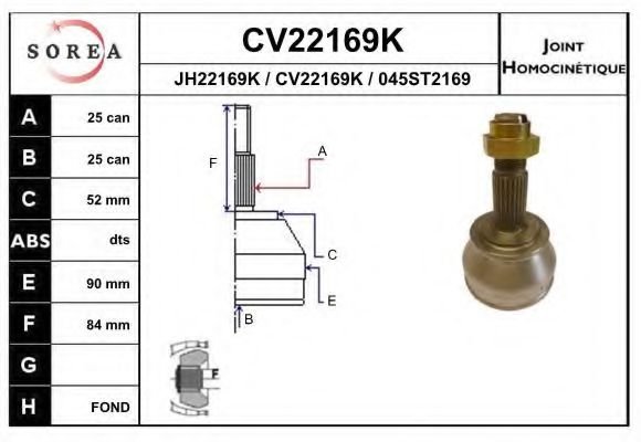 CV22169K EAI Joint, drive shaft