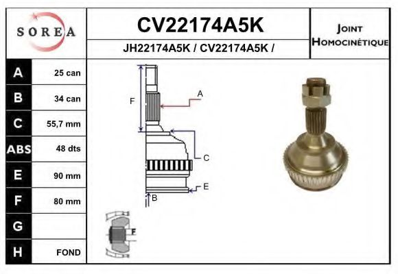 CV22174A5K EAI Joint, drive shaft