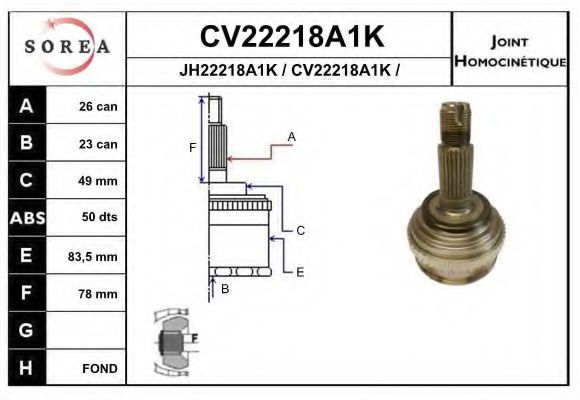 CV22218A1K EAI Joint Kit, drive shaft