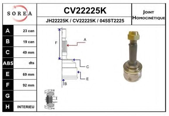 CV22225K EAI Joint Kit, drive shaft