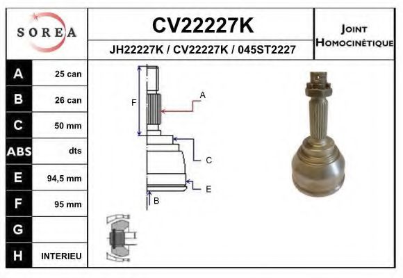 CV22227K EAI Joint Kit, drive shaft