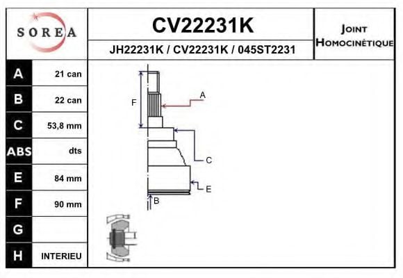CV22231K EAI Joint Kit, drive shaft
